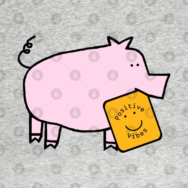 Cute Pig with Positive Vibes Smiley Face by ellenhenryart